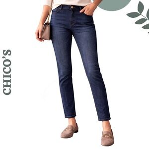 Chico’s Ankle Jeans Size 12 | Dark Wash Subtle Sparkle